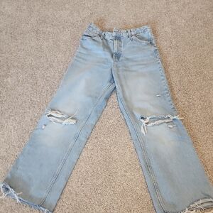 Zara Light Blue Flare Distressed Jeans
